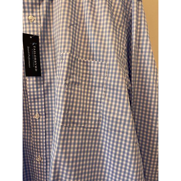 Tailor Byrd Men’s Stretch‎ Performance Button Down Light Blue Gingham Plaid XXL - Picture 4 of 8